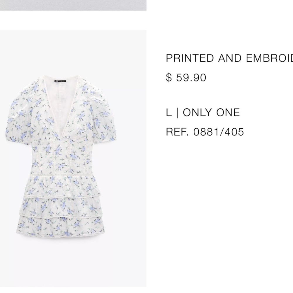 Zara floral mini dress 
NWT
